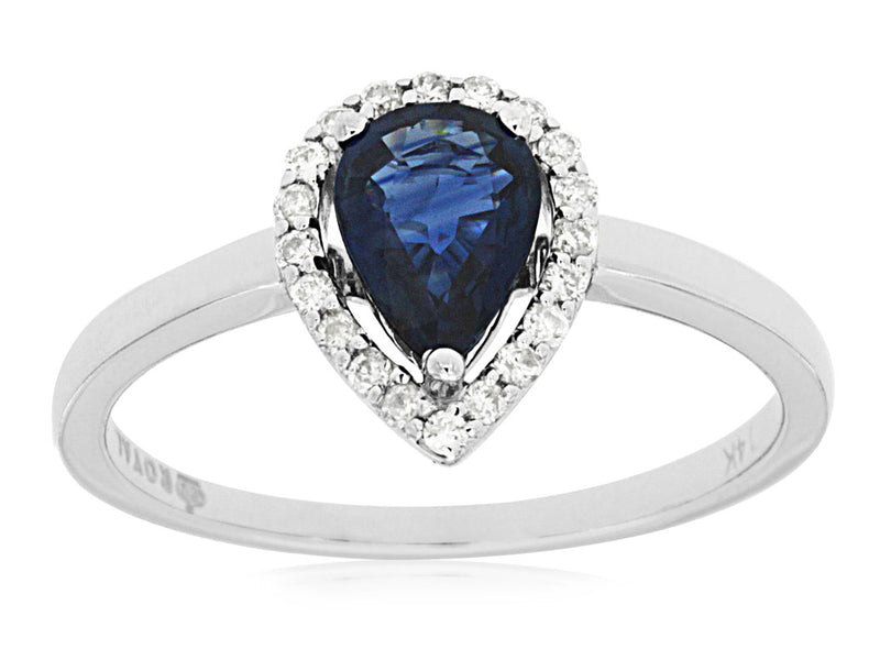 14K White Gold Diamond and Sapphire Ring