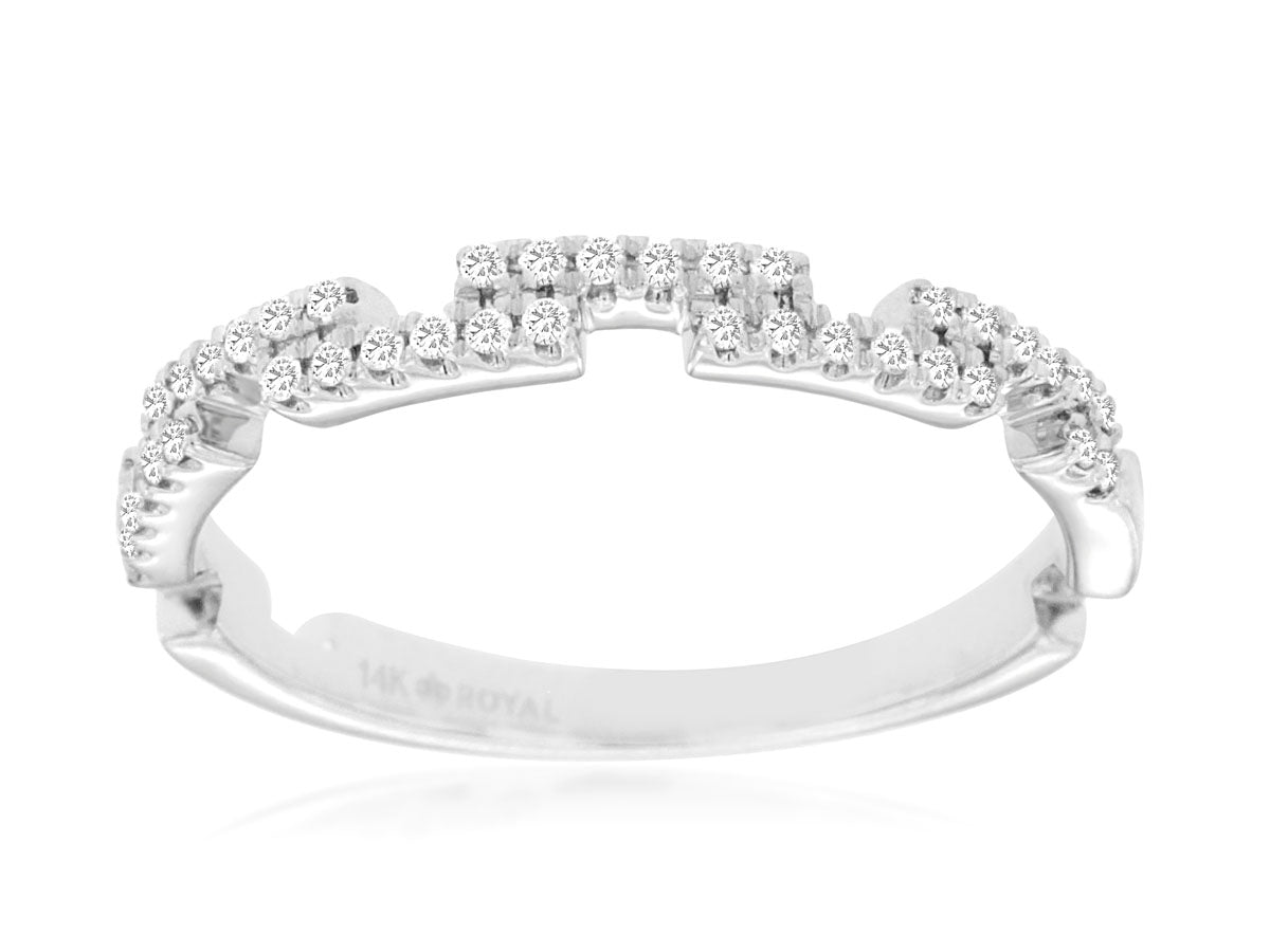 14K White Gold Stackable Band with .16ctw Diamonds.