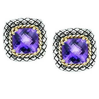 Andrea Candela 18K Yellow Gold and Sterling Silver Amethyst Earrings (82457)