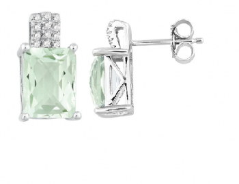 Bellissima Sterling Silver Green Amethyst and White Topaz Earrings (88048)