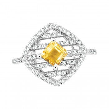 Bellissima Sterling Silver Citrine and White Topaz Ring, Size 6