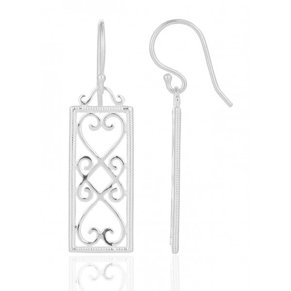 Southern Gates Sterling Silver Rectangular Heart Earrings (90070)