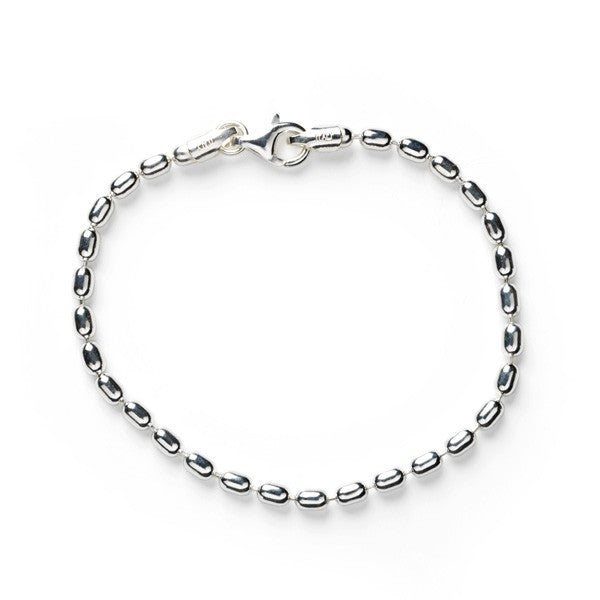 Southern Gates Sterling Silver 3mm Rice Bead Bracelet