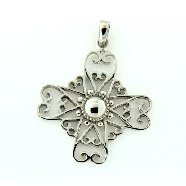 Southern Gates Sterling Silver Heart Scroll Cross Pendant 