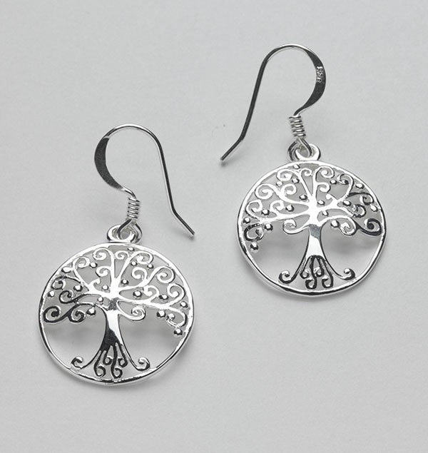 Southern Gates Sterling Silver Small Round Oak Tree Earrings (81060)