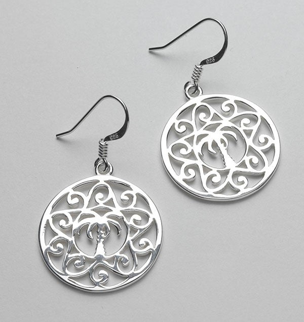 Southern Gates Sterling Silver Palmetto Tree Scroll Earrings (88038)