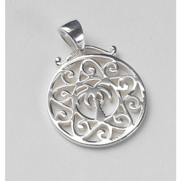 Southern Gates Sterling Silver Small Palmetto Tree and Scroll Pendant (89754)