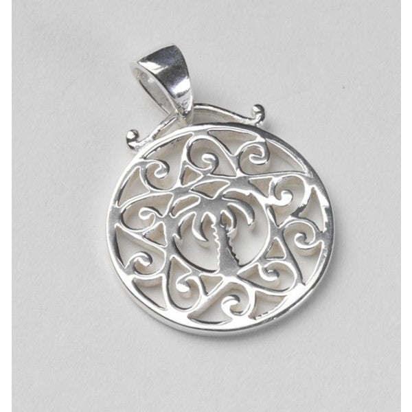 Southern Gates Sterling Silver Small Palmetto Tree and Scroll Pendant 