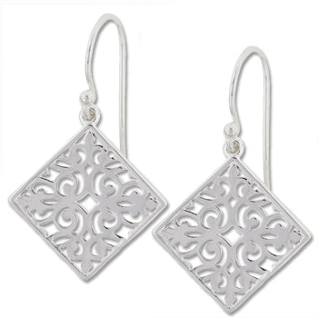 Southern Gates Sterling Silver Diamond Scroll Earrings, Large (81063)