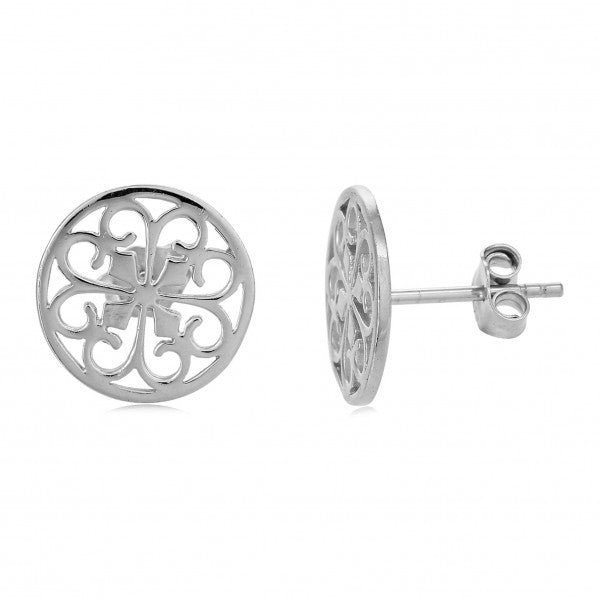 Southern Gates Sterling Silver Heart Scroll Post Earrings 