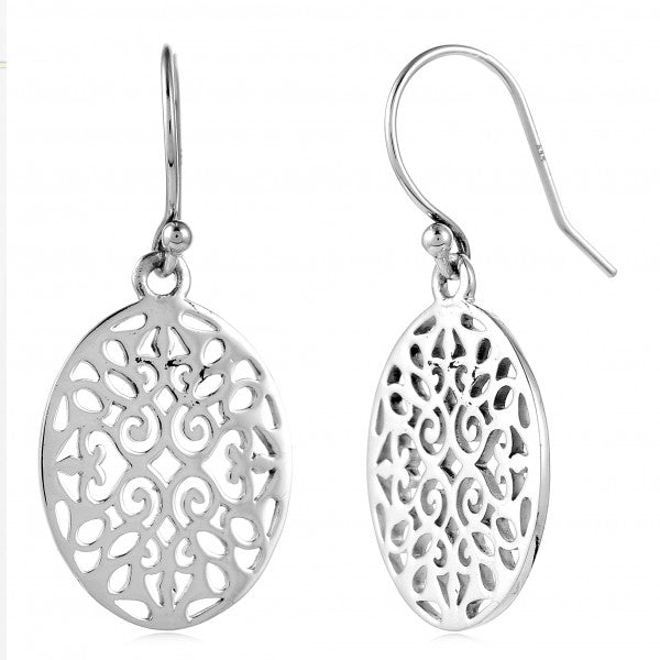 Southern Gates Sterling Silver Small Oval Scroll Earrings (83445)