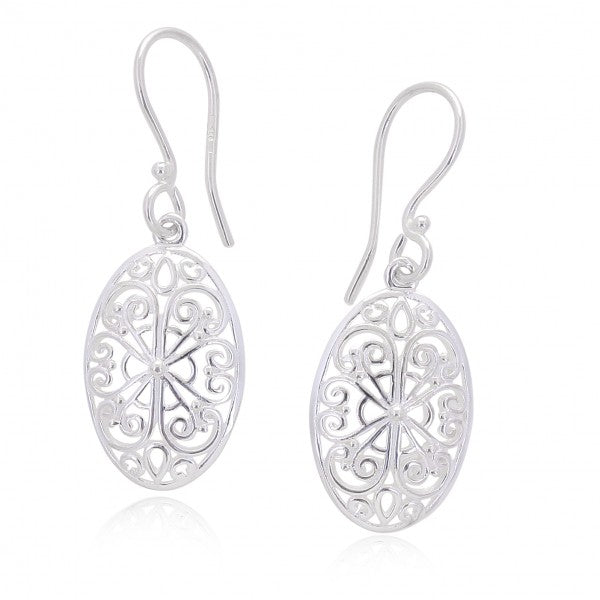 Southern Gates Sterling Silver Oval Scroll Earrings 