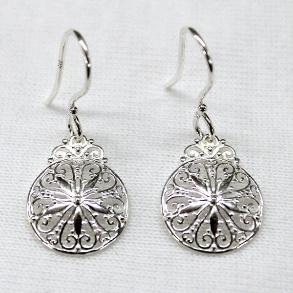 Southern Gates Sterling Silver Small Round Sand Dollar Earrings