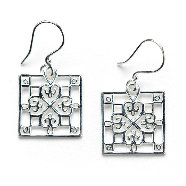 Southern Gates Sterling Silver Square Window Earrings 