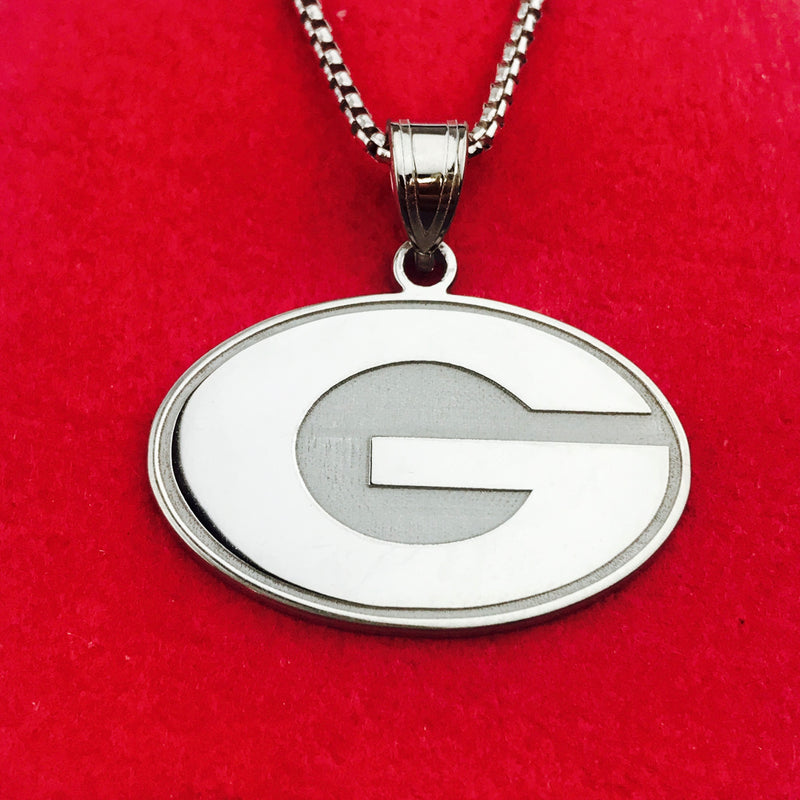 Sterling Silver LogoArt Officially Licensed University of Georgia Medium Pendant