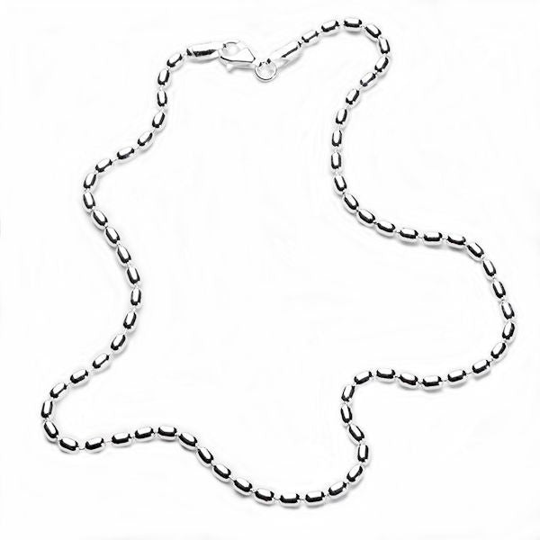 Southern Gates Sterling Silver 3mm Rice Bead Chain KAR511, 30