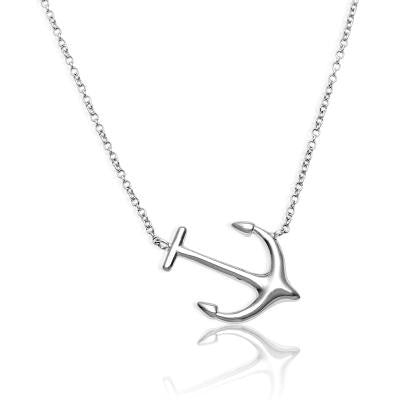 Sterling Silver 16+2" Adjustable Anchor Necklace 