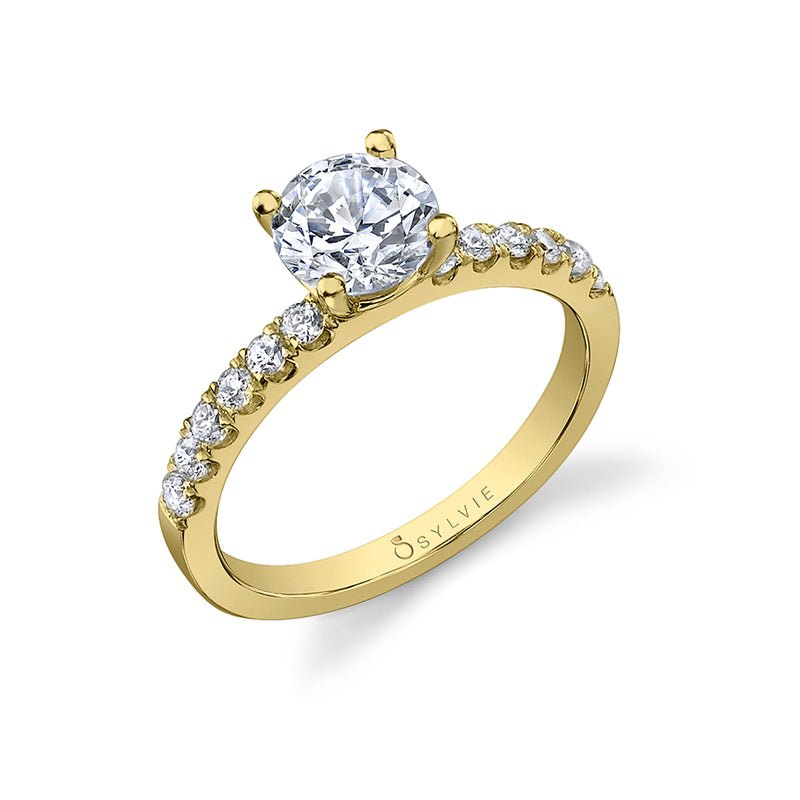 Sylvie Collection 14K Yellow Gold .28ctw Diamond Engagement Ring Semi-Mount 