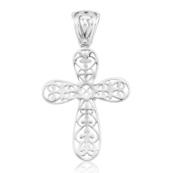 Southern Gates Sterling Silver Tiny Filigree Cross Pendant 