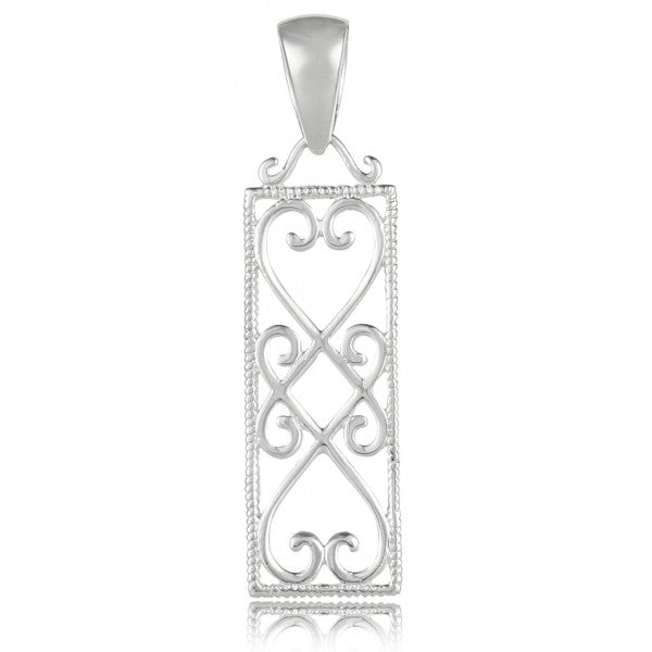 Southern Gates Sterling Silver Rectangular Heart Pendant