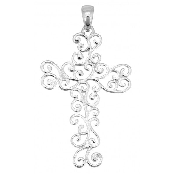 Southern Gates Sterling Silver Small Swirl Cross Pendant (90203)