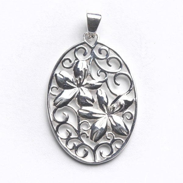 Southern Gates Sterling Silver Oval Azalea Pendant