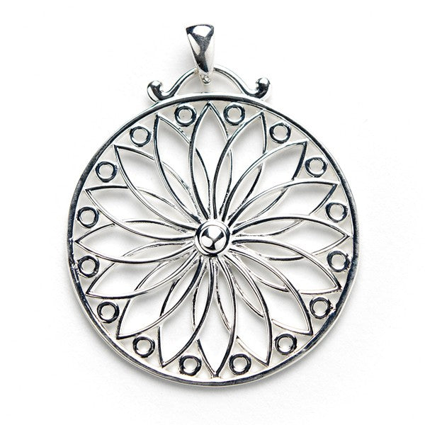 Southern Gates Sterling Silver Round Sunburst Pendant