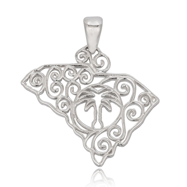 Southern Gates Sterling Silver Palmetto State Pendant, Small