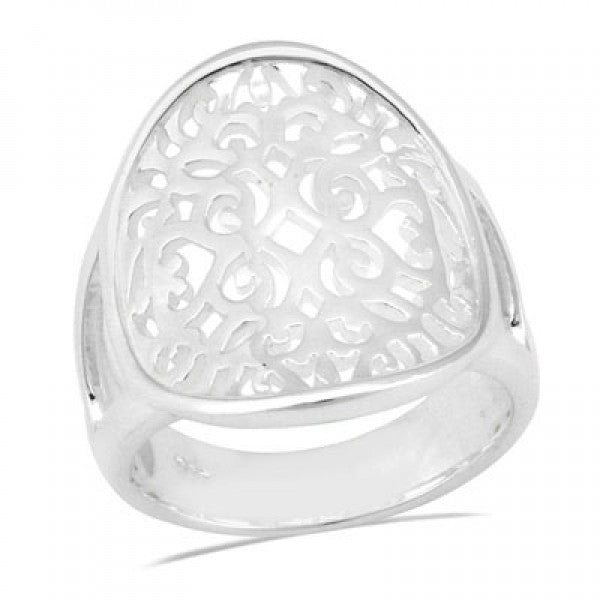 Southern Gates Sterling Silver Oval Scroll Ring