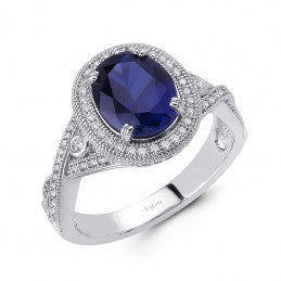 Lafonn Simulated Diamond and Lab-Created Sapphire Ring in Sterling Silver Bonded with Platinum