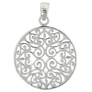 Southern Gates Sterling Silver Round Scroll Pendant (81067)