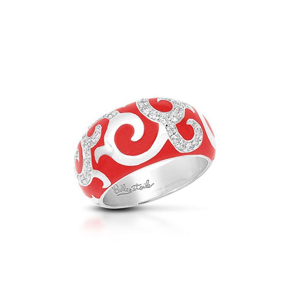 Belle e'toile Sterling Silver Royale Red Ring