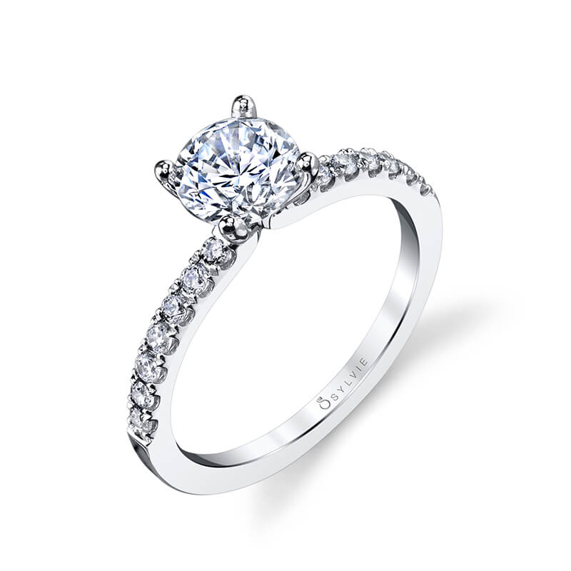 Sylvie Collection 14K White Gold .24ctw Diamond Engagement Ring Semi-Mount