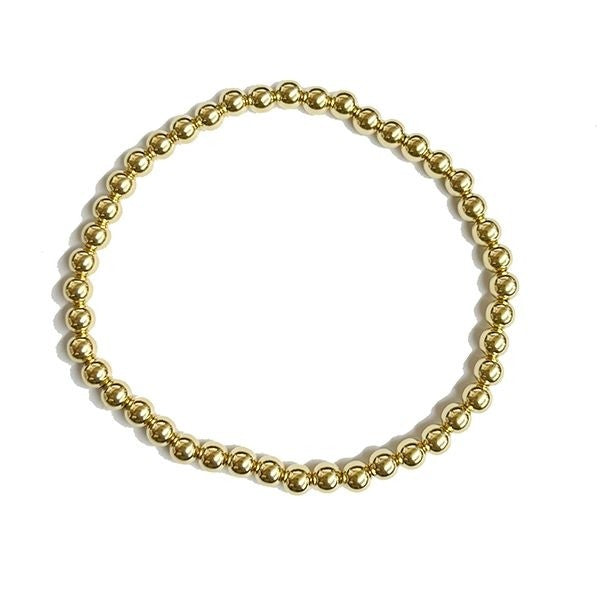 Southern Gates 4mm Sterling Silver Gold Plated Round Bead Elastic, Bracelet. 6