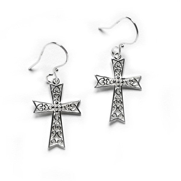 Southern Gates Sterling Silver Abbey Gate Cross Earrings (97119)