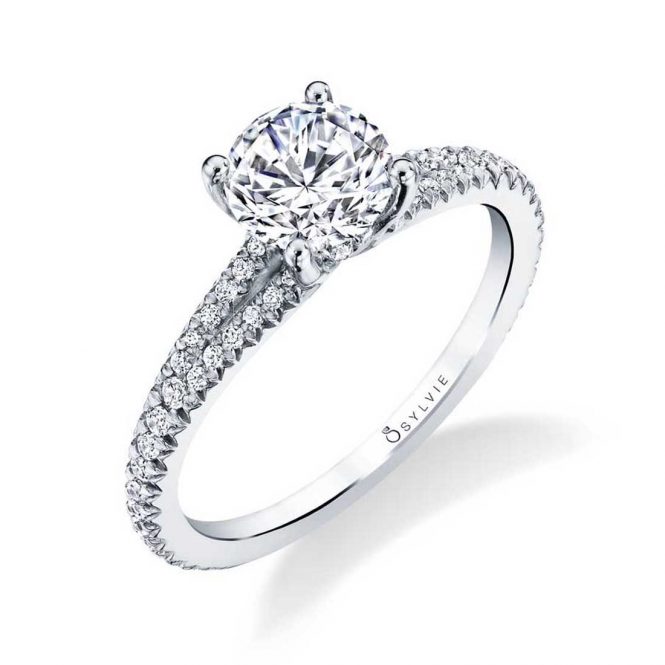Sylvie 14K White Gold .15ctw Diamond Engagement Ring Semi-Mount (90608)