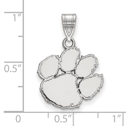 Sterling Silver LogoArt Officially Licensed Clemson University Tiger Paw Pendant, Medium (90113)