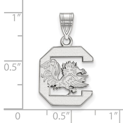 Sterling Silver LogoArt Officially Licensed University of South Carolina Medium Pendant