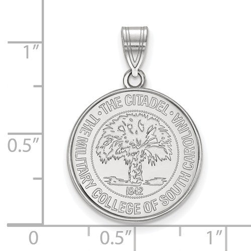 Sterling Silver LogoArt Officially Licensed The Citadel Crest Pendant, Large 