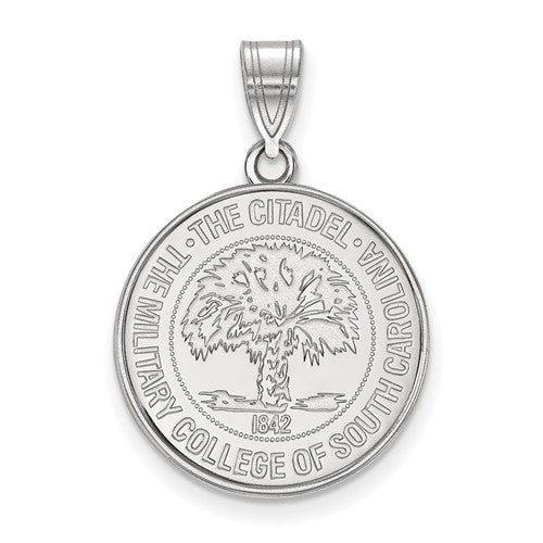 Sterling Silver LogoArt Officially Licensed The Citadel Crest Pendant, Large 