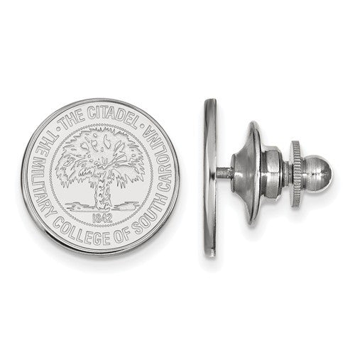 Sterling Silver LogoArt Officially Licensed The Citadel Crest Lapel Pin (90129)