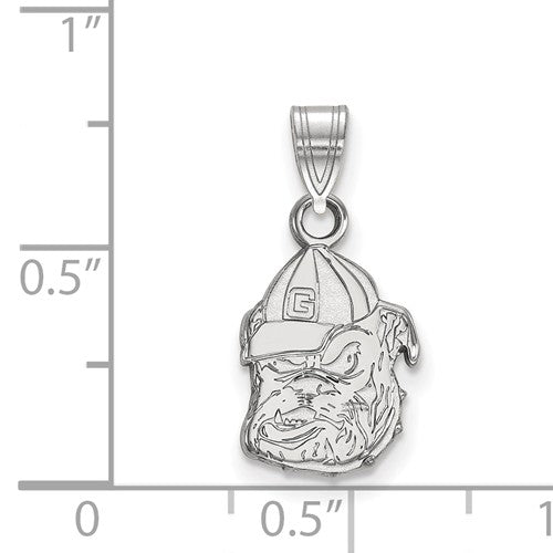 Sterling Silver LogoArt Officially Licensed University of Georgia Small Bulldog Pendant 