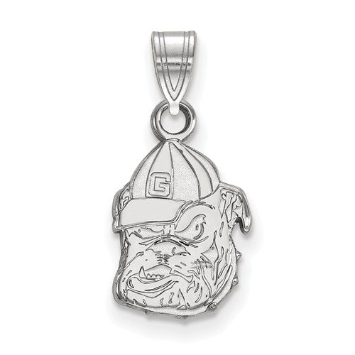 Sterling Silver LogoArt Officially Licensed University of Georgia Small Bulldog Pendant 