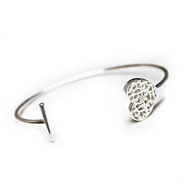 Southern Gates Sterling Silver Holiday Heart Cuff Bracelet