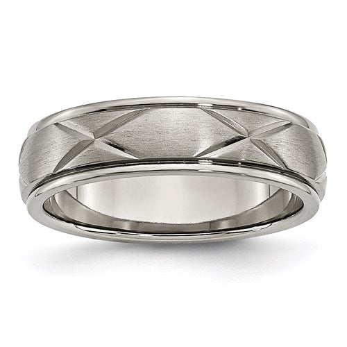 Titanium X-Design 6mm Satin Band, Size 11.5 (90437)