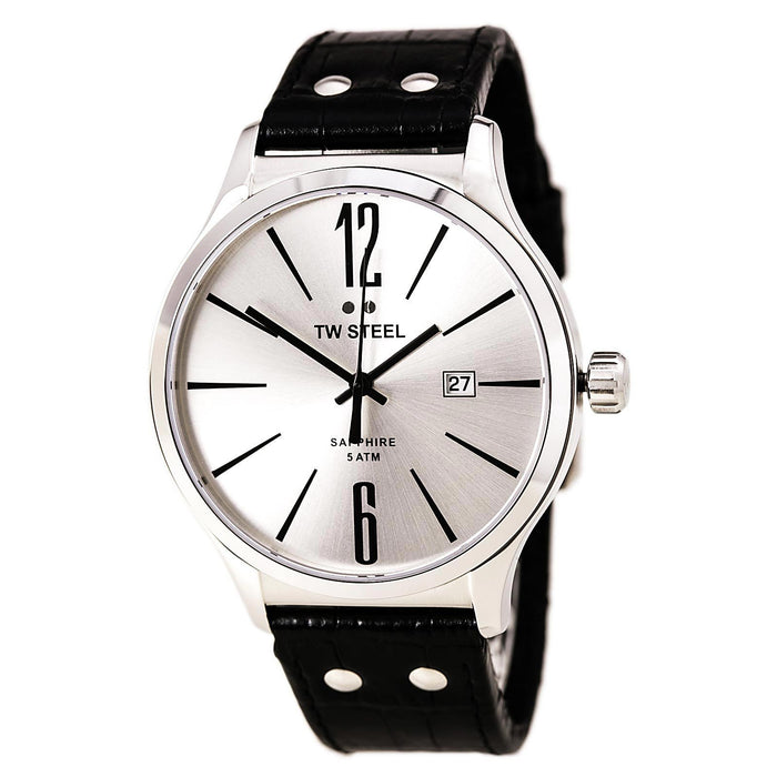 TW Steel Slim 45mm Sunray Dial Black Leather Band Watch (82810)